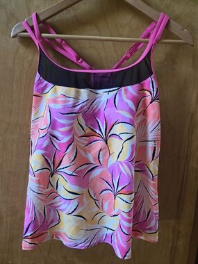 ZeroXposur Pink Tropical Print Swim Tankini Top